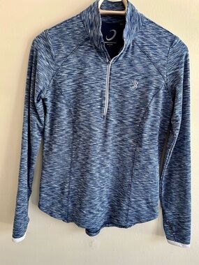 Zero  Resrtriction Blue Space-Dyed Quarter-Zip Pullover